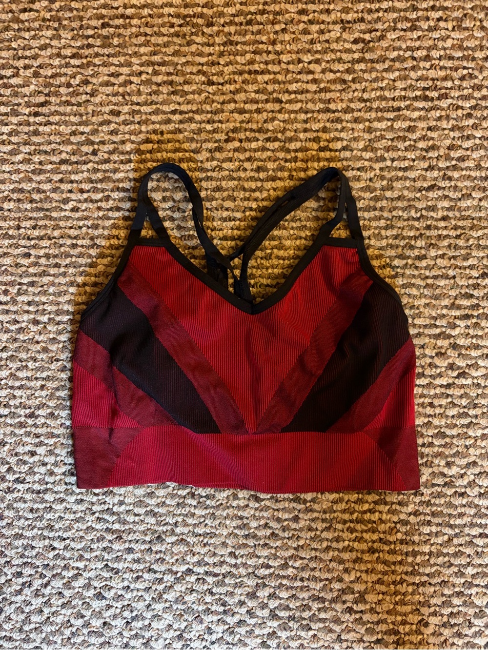 all in motion Red and Black V‑Panel Seamless Sports Bra